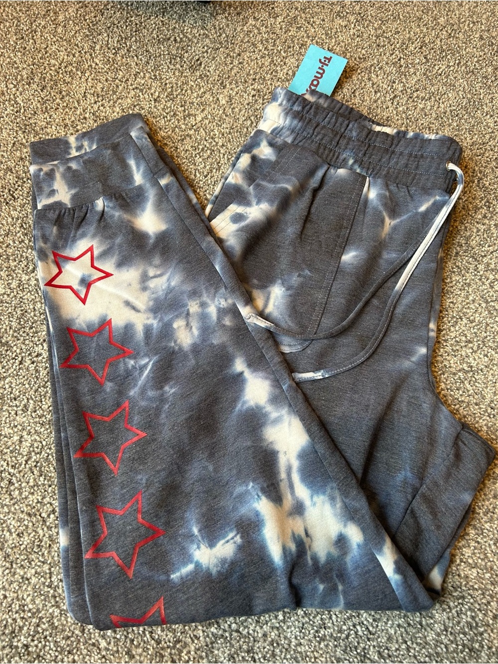 Raw Dunn Tie-Dye Joggers with Red Star Accents
